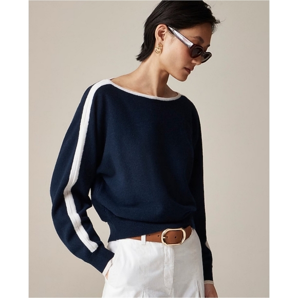 J. Crew Cashmere Contrast Stripe Sweater - Picture 3 of 10